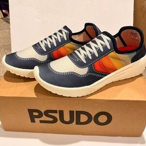 PSUDO Women's 11 NIB slip on lifestyle trainers Navy multi-coloured Athleisure